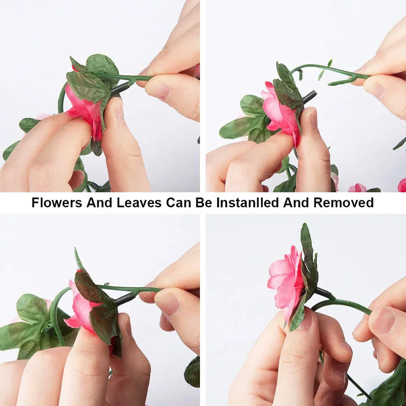Hemasa 2.5m   4Pcs Artificial Flower Rose Vines Leaves Ivy Christmas Garland Diy Home Garden Wedding Decoration Silk Flowers