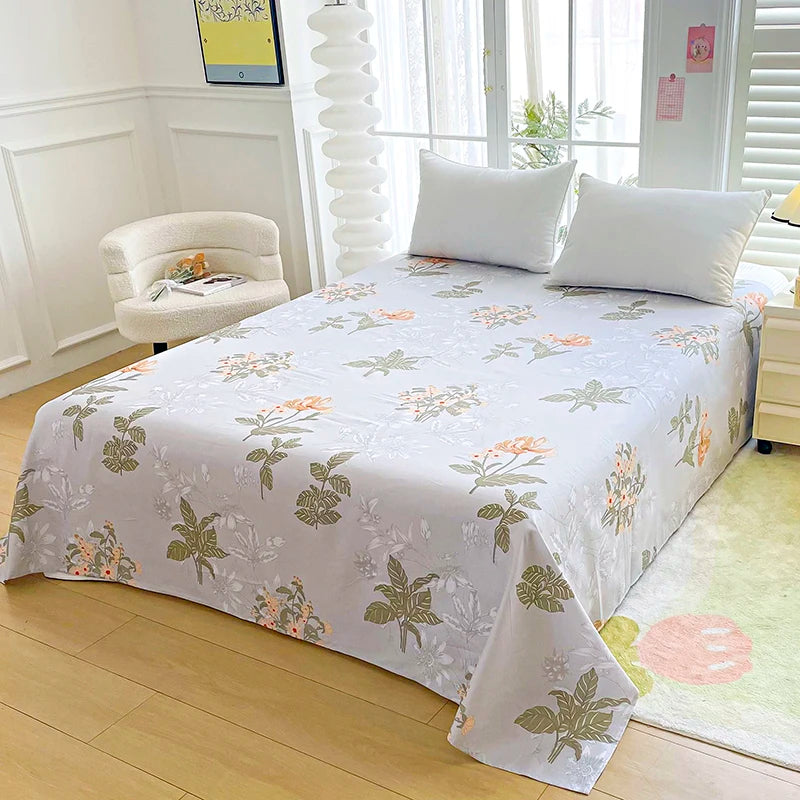 1pc Bed Sheet Flower Printed Top Sheets Single/Queen/King Bedsheet for Double Beds Floral Flat Bed Sheet(without pillowcase)