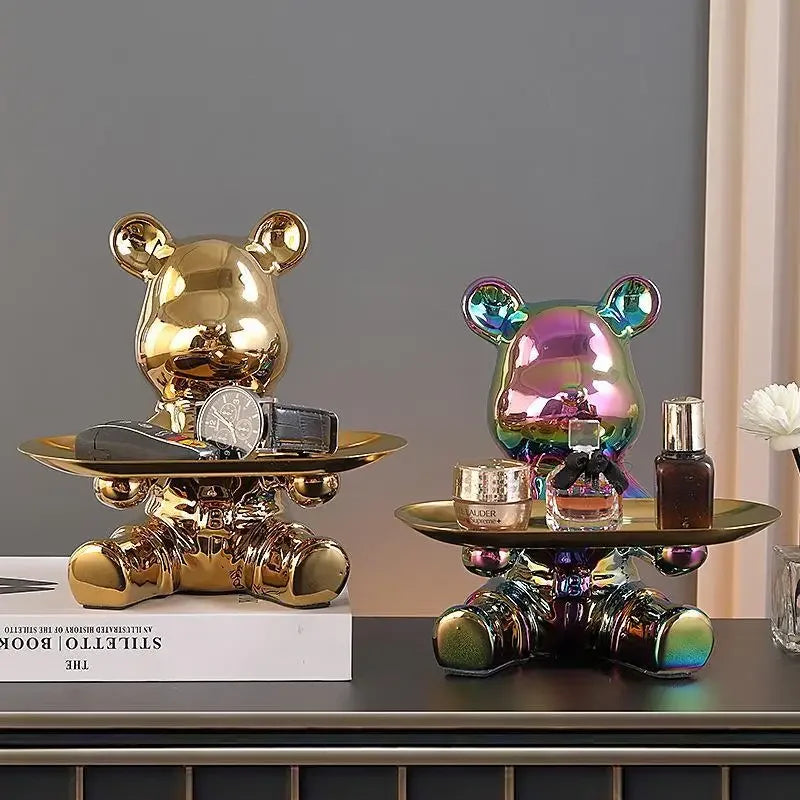 Hemasa  Entrance Key Storage Ornament  Cartoon Plating Violent Bear Tray Desktop Ornament Living Room TV Cabinet Home Decoration