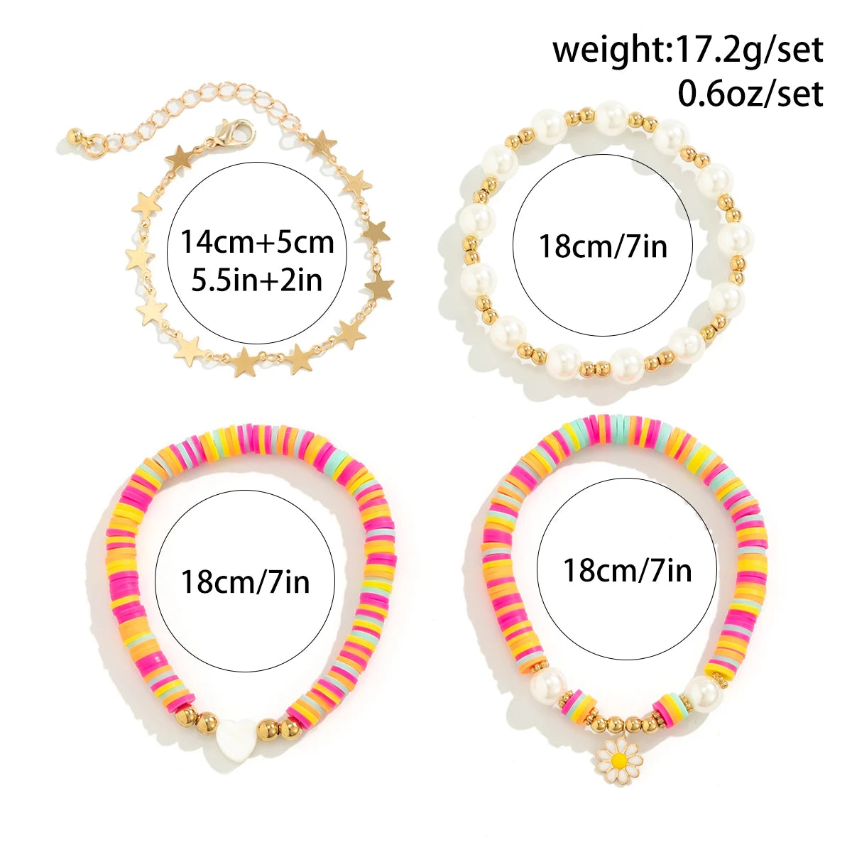 Hemasa   Mixed Color Soft Polymer Clay Beads Flat Round Bracelet