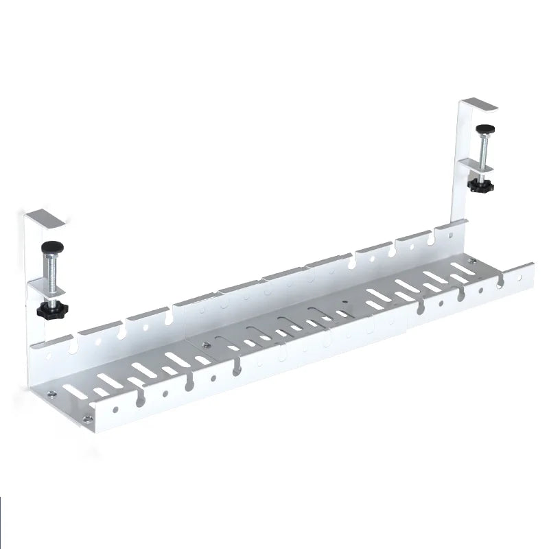 Tejesa Under-table Cable Management Rack with No Drilling, Adjustable Carbon Steel Cable Tray for Office Storage Box and Line Fixation