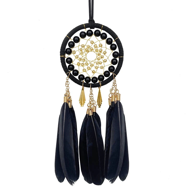 Hemasa Black Feather Wind Chimes  Dream Catcher for Bedroom/ Living Room Hanging Ornaments Car Interior Pendant Festival Gifts