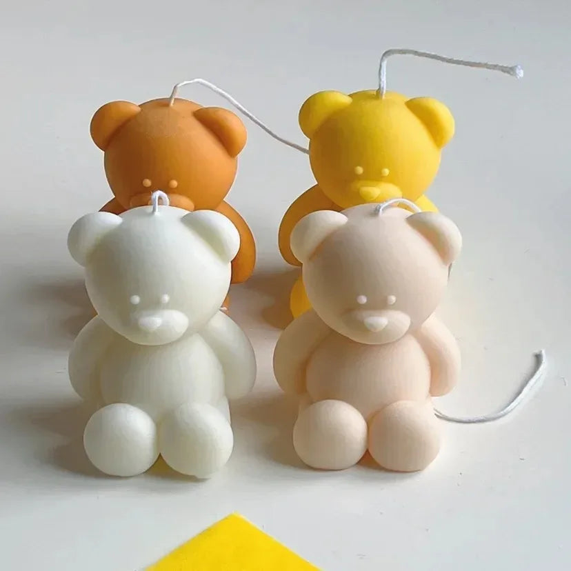 Hemasa 3D Cute Cartoon Bear Silicone Candle Mold Diy Handmade Soap Plaster Ice Cube Baking Mould Birthday Party Wedding Gift Making Kit