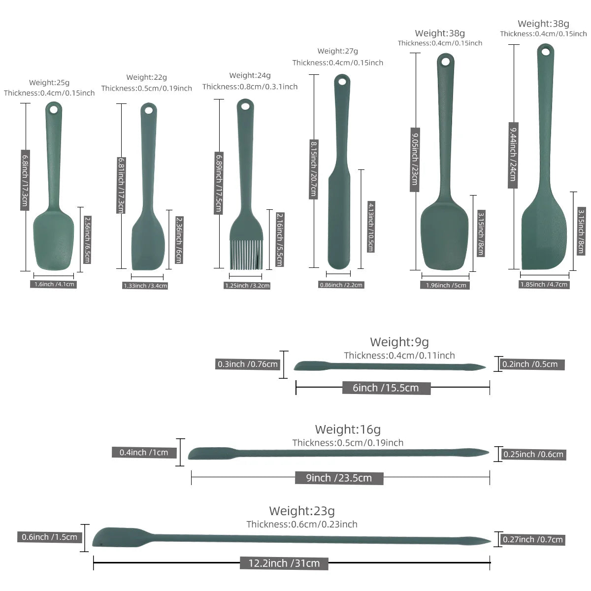 Hemasa 6/9 Pieces Silicone Bakeware Spatula Set Food /Non Stick Heat Resistant Spatulas