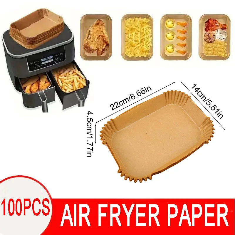 Tejesa Air Fryer Disposable Baking Paper Liner Non-Stick Mat Steamer Square Round Parchment for Microwave Oven Kitchen Cookers (20CM-Square, 200PCS)