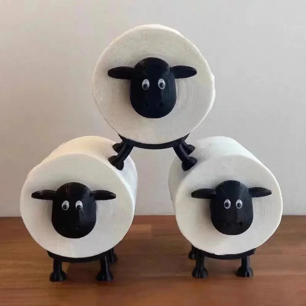 Hemasa Sheep Toilet Roll Holder, Cute Sheep Shape Toilet Tissue Rack, Free Standing Storage Roll Paper Holder Animal Shape Paper Rack
