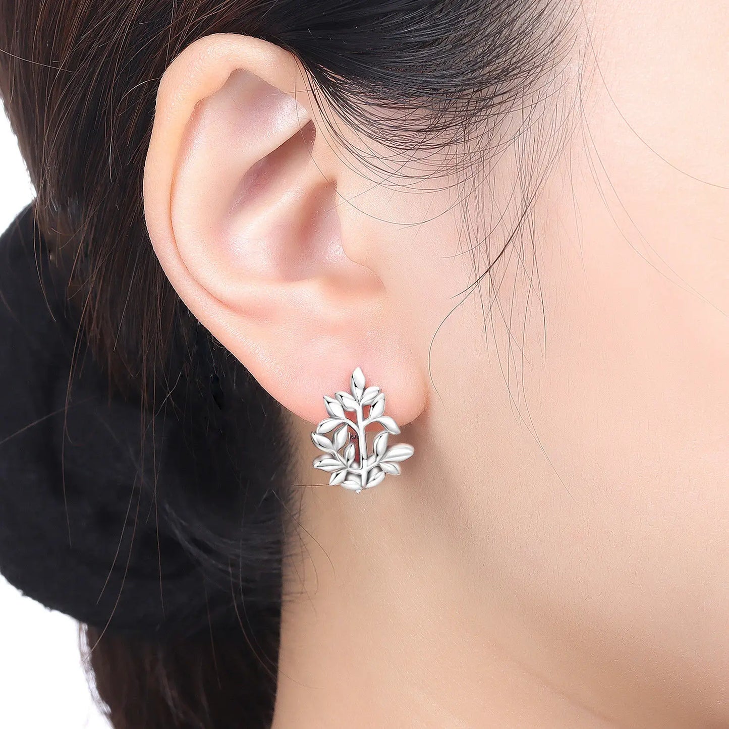 Hemasa 925 Sterling Silver Minimally Designed Leaves Earrings Women Hoop Earring Anniversary Jewelry Trendy Gifts