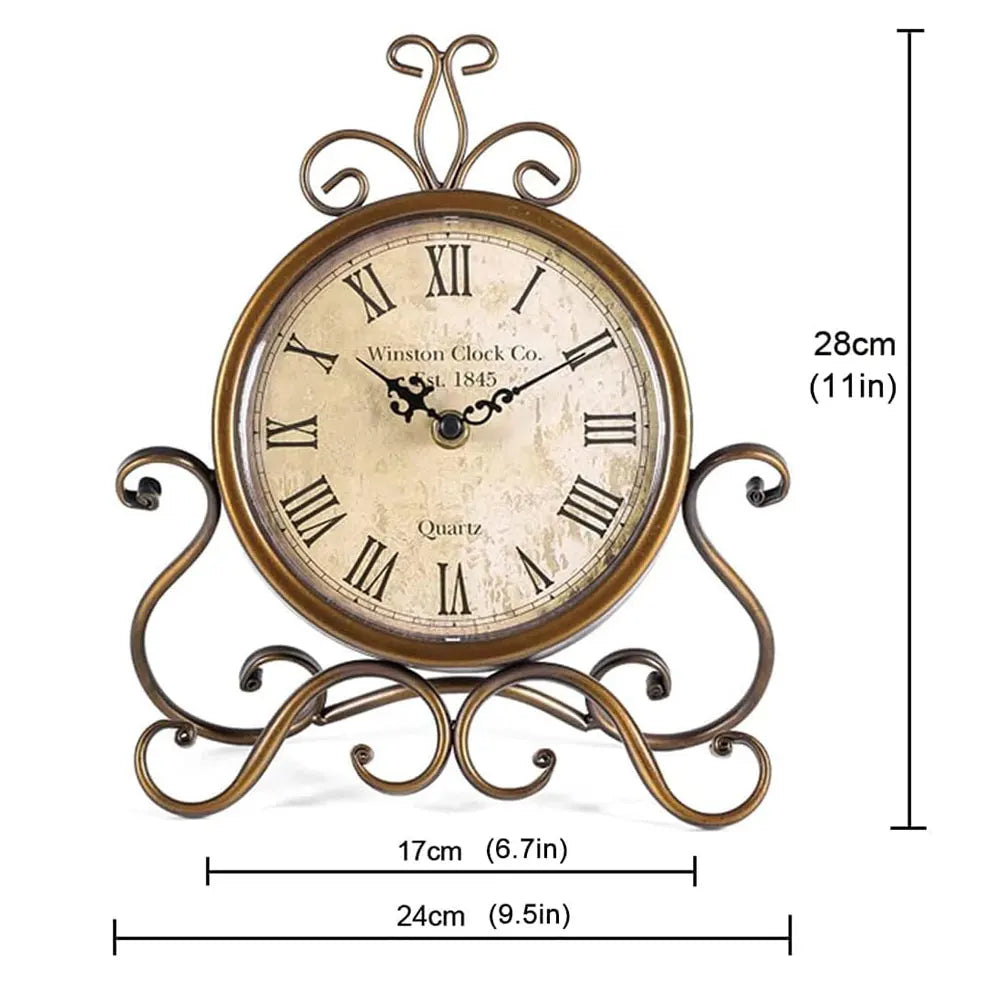 vintage Roman Table Clocks Silent Non Ticking Roman Retro Art Desk Clock for Living Room Bedroom Office