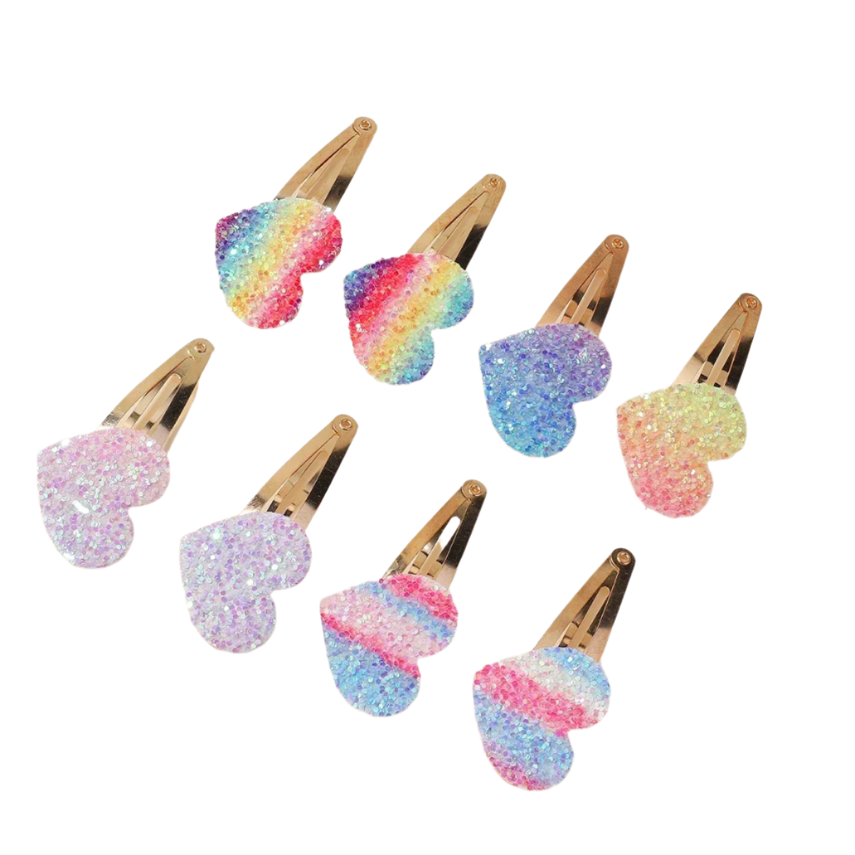 Hemasa 8Pcs Fashion Glitter Rainbow Flower Rabbit  Handmade Hairpins For Cute Girls Hair Clips Barrettes Headwear Hair Accessories