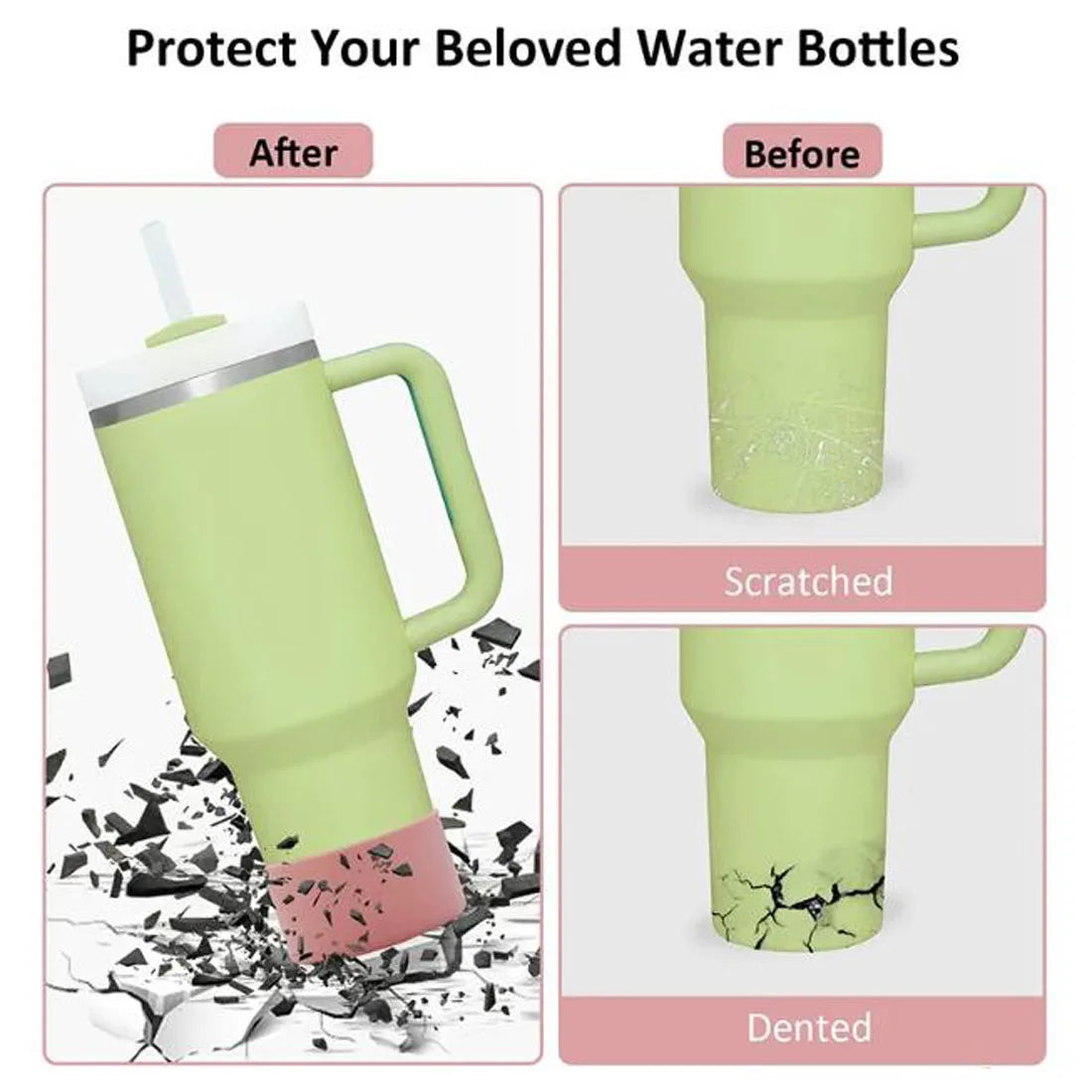 Hemasa 2 PCS Silicone Cover for  40oz Tumbler with Handle &  Protective Bottle Boot Sleeve
