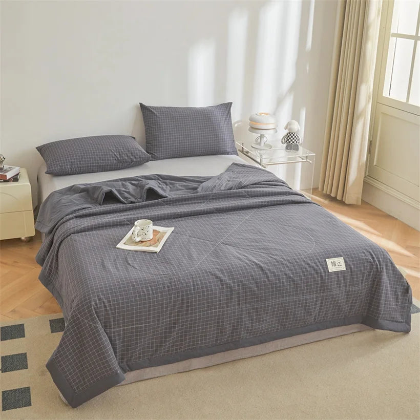 Tejesa Summer 100% Cotton Thin Quilt Comforter Soft Air Conditioning Quilt/Duvet/Blanket Lightweight Bed Cover Soft Bedding
