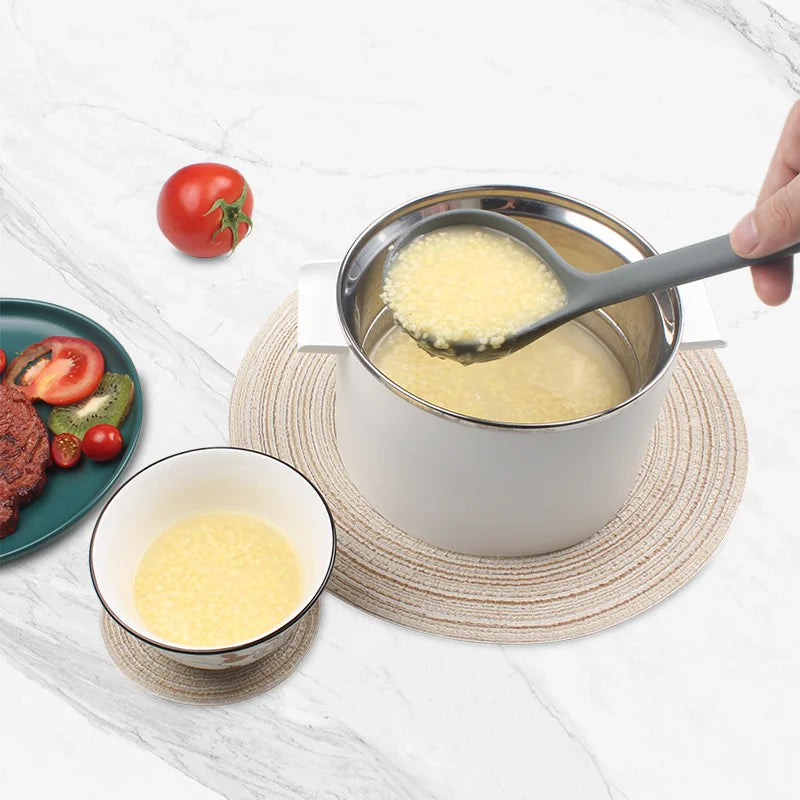 Large Thickened Silicone Soup Spoon Long Handle Ramen Noodles Bouillon Ladle Japanese Kitchen Tablespoons Tableware Kitchenware