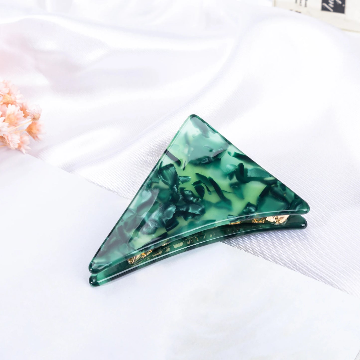 Hemasa HairClaws Hair Crabs for Fashion Girls Green Floral Hair Crabs Korea Fashion Triangle Hair Clips