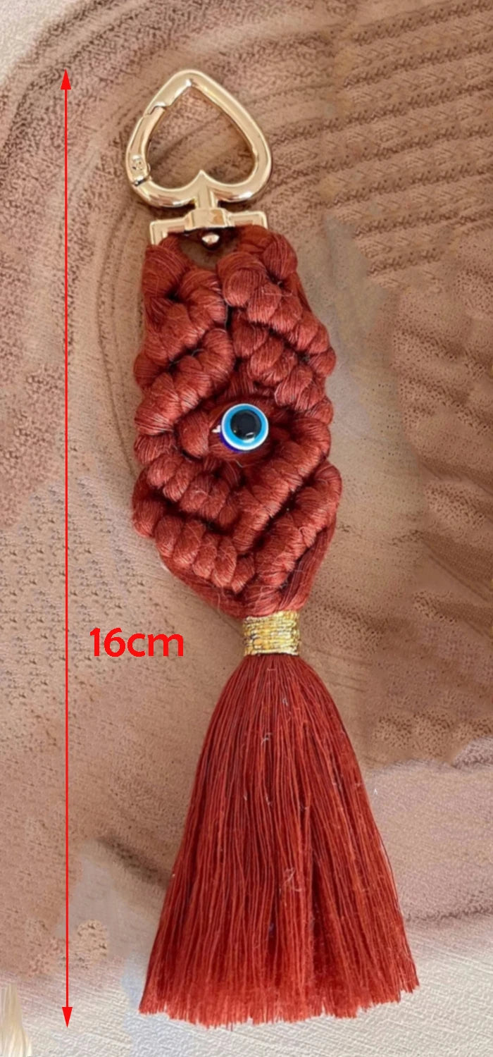 Macrame Tassel  Blue Turkish Evil Eye Key Chain  Lucky Eye Keychain for Women Men Jewelry Pendant Bag Accessories Handmade Gift