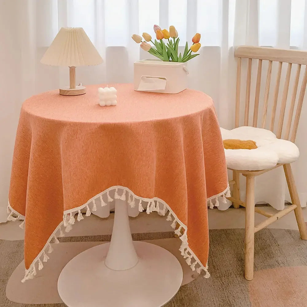 Tassel Tablecloth Kitchen Table Runner Camping Mat Tea Table Cover Wedding Dining Room Decoration 14 Colors