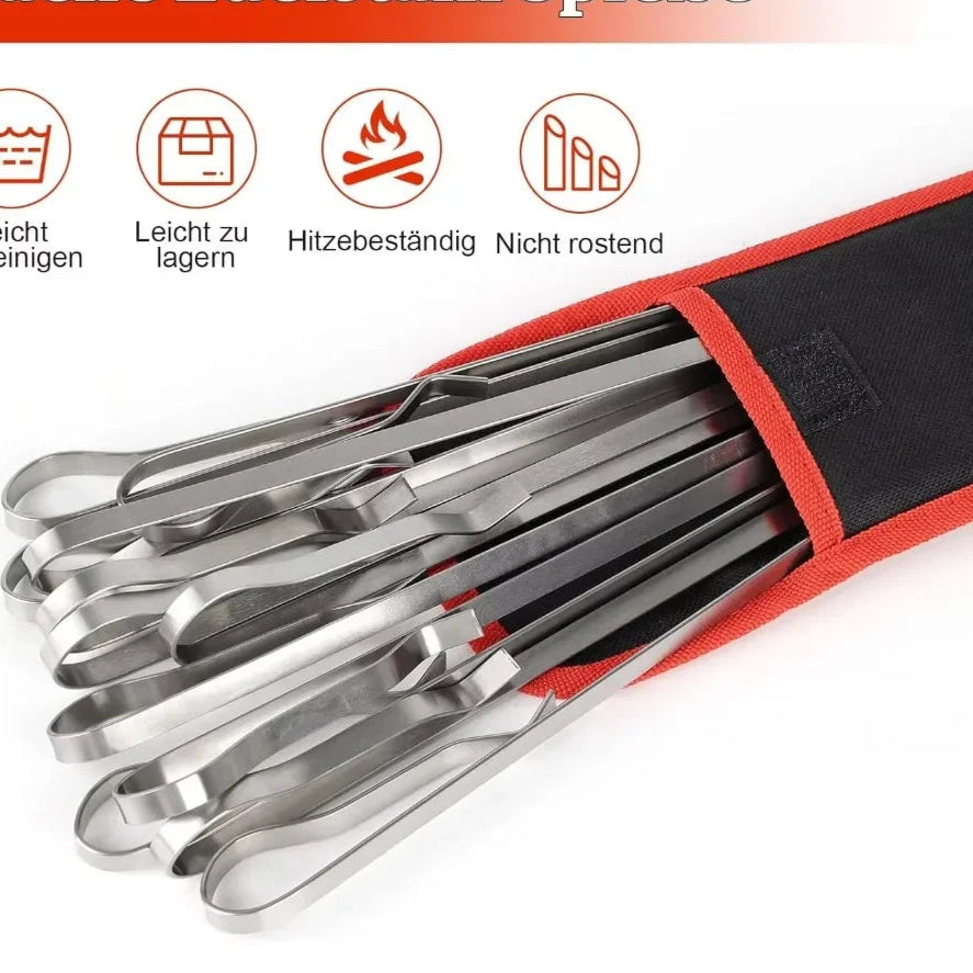 Hemasa Barbecue Skewer Reusable Stainless Steel BBQ Hot Dog Skewers Kebab Iron Stick For Outdoor Camping Picnic Cooking Tools