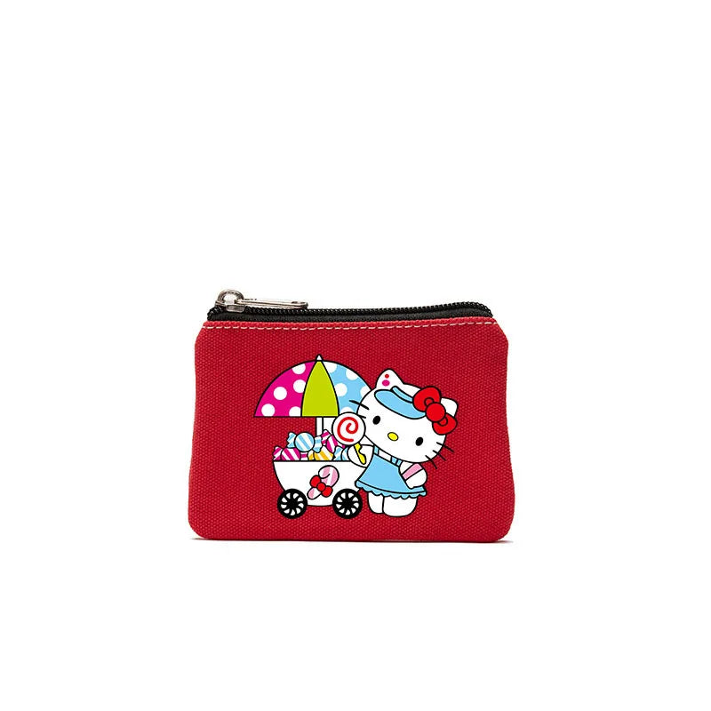 Cartoon Hellos Kittys Coin Purse Canvas Bag Card Bag Simple Fabric Coin Small Bag Cotton Storage Bags for Children's Gifts