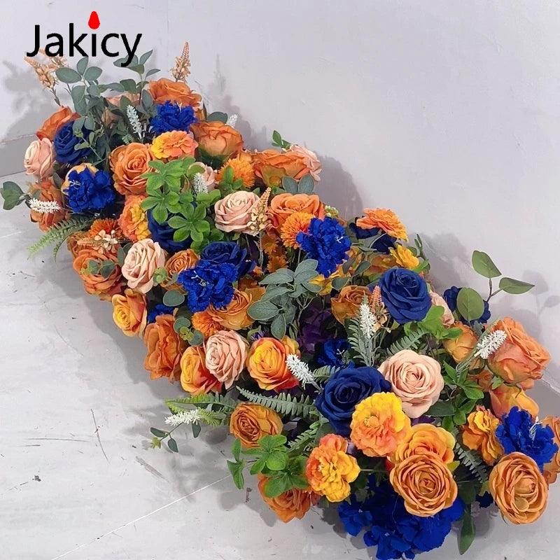 Artificial Flower Strip 60cm Flower Ball Event Table Runner Floral Arrangement Wedding Backdrop Decor Props Arch Flower String