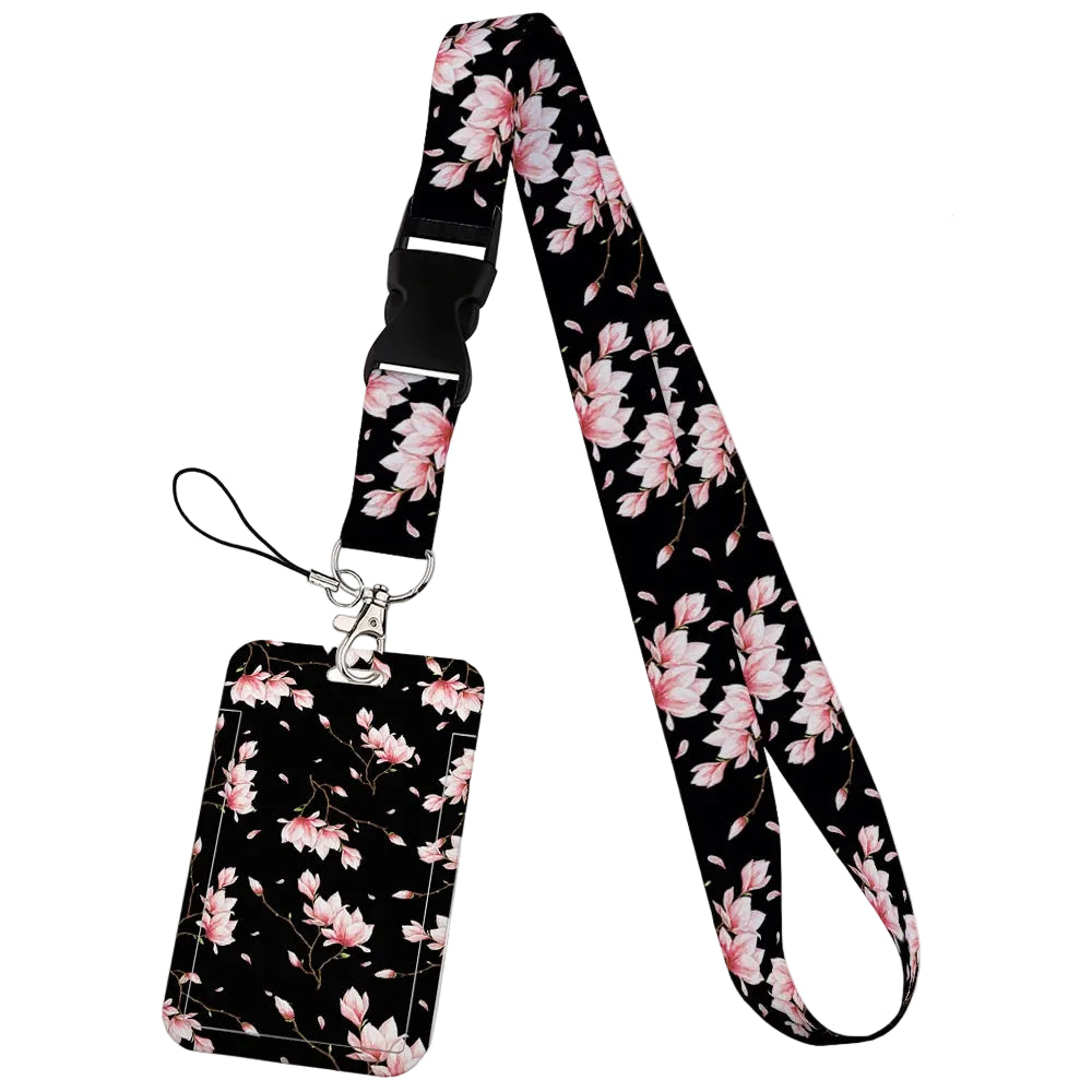 Tejesa  Flower design Lanyard Business Credit Card Holder/ Neck Strap Keychain Hang Rope ID Badge Holder