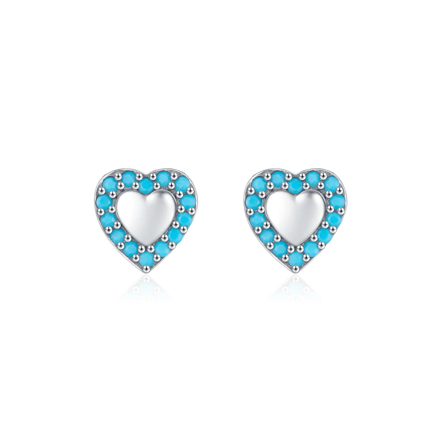 MODIAN 925 Sterling Silver Small Hearts Vintage Turquoise Stud Earrings Classic Stackable Fine Jewelry For Women Gifts