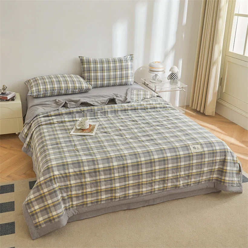 Tejesa Summer 100% Cotton Thin Quilt Comforter Soft Air Conditioning Quilt/Duvet/Blanket Lightweight Bed Cover Soft Bedding