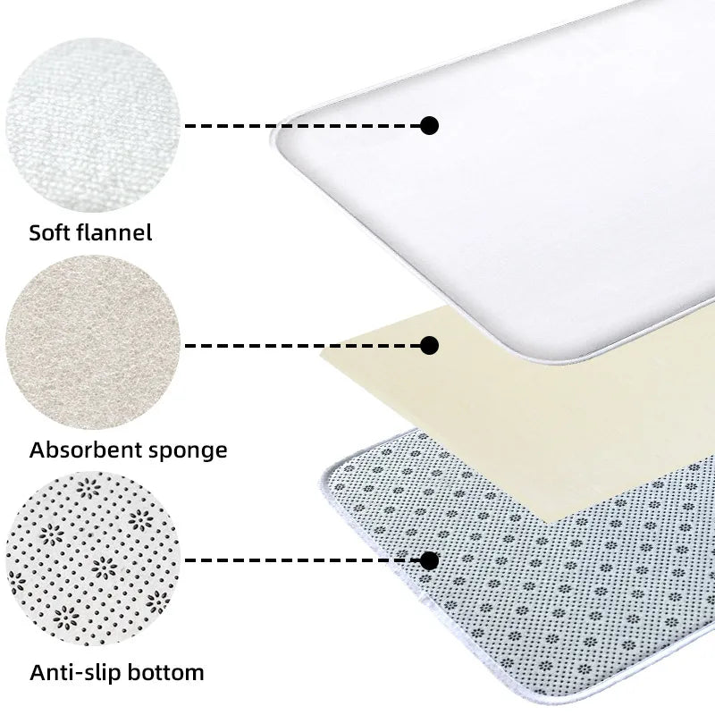 Tejesa Beach and Seaside Shower Room Carpet Toilet Water Absorbing Foot Mat Decorative Mat Bathroom Door Mat Machine Washable