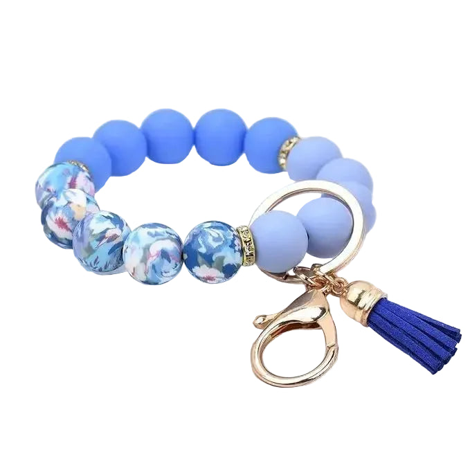 Hemasa Handmade Daisy Silicone Beads Bracelet Keychain /Anti-Lost Wallet Pendant Ring Holder