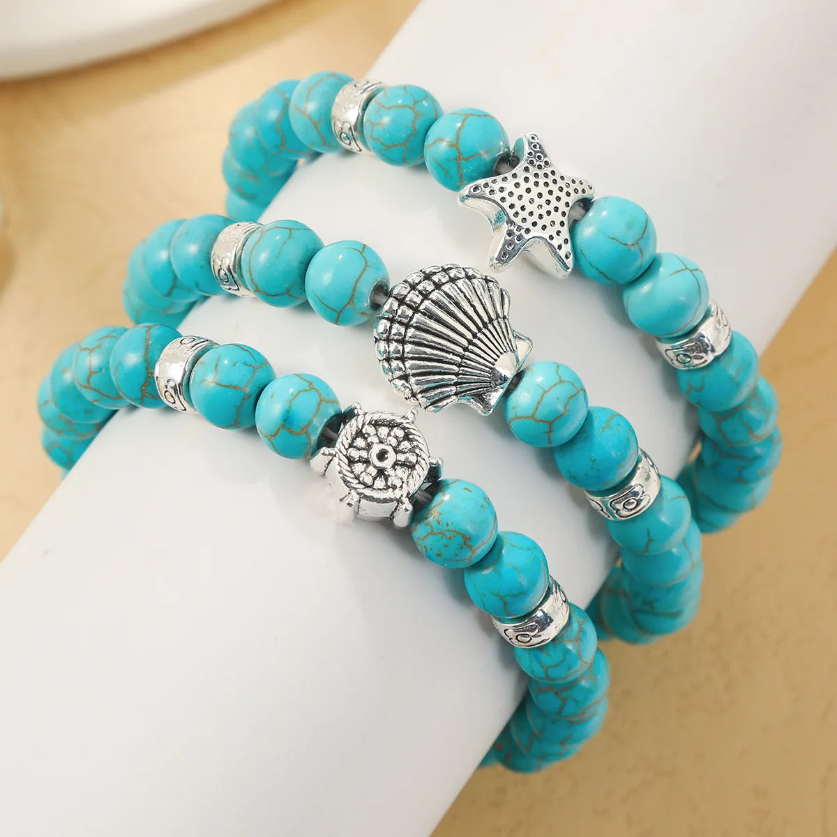 Bohemian Style Turquoise Charm Bracelet Creative Beads Bracelet Stretch Bracelets Accessories For Hawaii Beach Party Jewelry