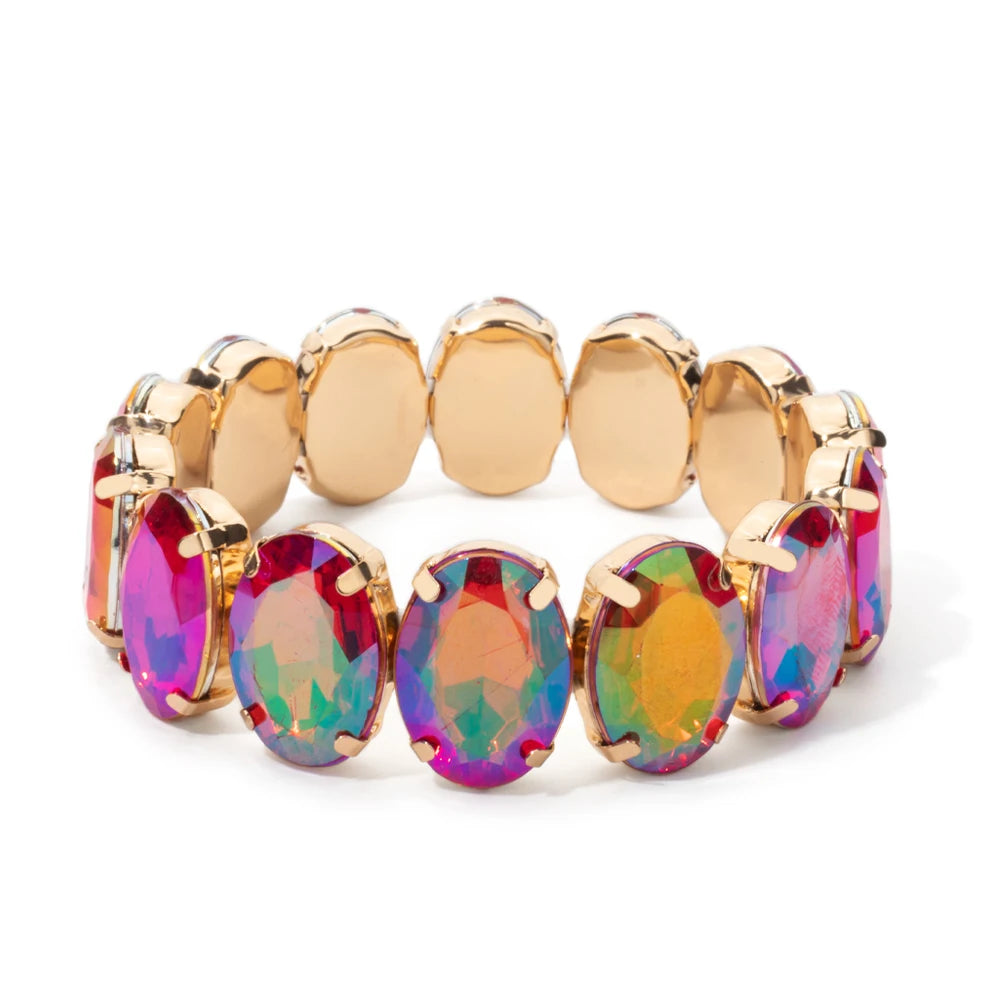 Tejesa Zirconia Bangle For Women Gold Color Crystal Stretchable Bracelets