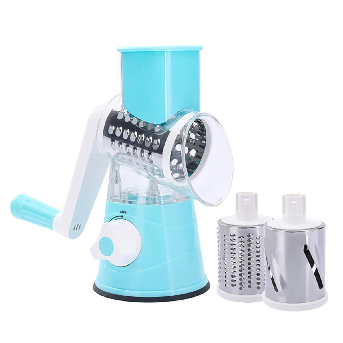 Tejesa Multifunctional Vegetable Slicer Shredder Cutter Tool 3 Sharp Drums Manual Hand Operated Grater Cheese Peanut Cookie Chopper