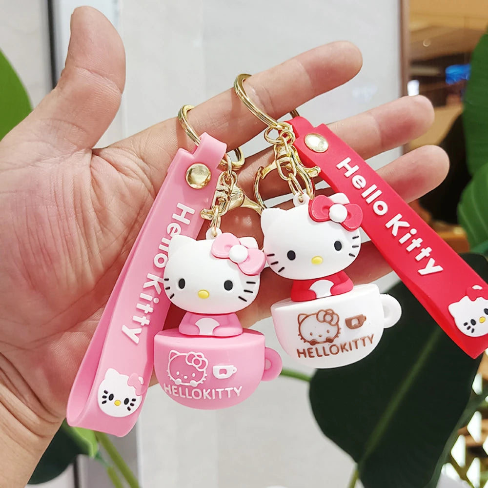Sanrio Hello Kitty Key Chain Women Cute Cartoon Kuromi Keychain Girl Schoolbag Shoulder Bag Car Keyring Kid Children Kawaii Gift