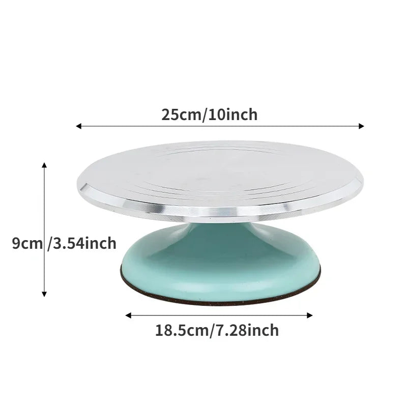 Tejesa 10Inch Pastry Turntable Cake Stand Aluminum Alloy Professional Pastry Rotating Tray and Pastry Accessories Decoration Tool