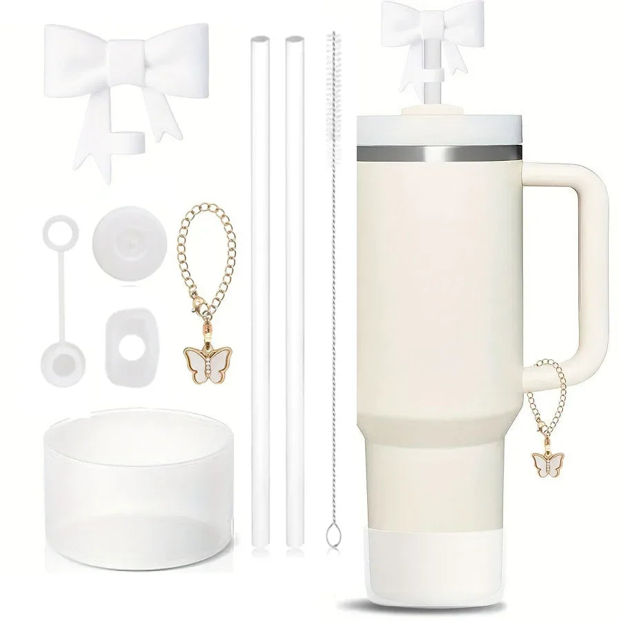 Hemasa 9pcs Accessories Set for Bottle Cup 30oz/40oz Spill Proof Stopper Flowers Straw covers