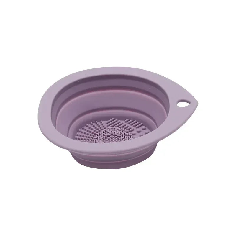 Hemasa  Set of 2 Silicone Makeup Brush Cleaner Folding Powder Puff Cleaning Bowl