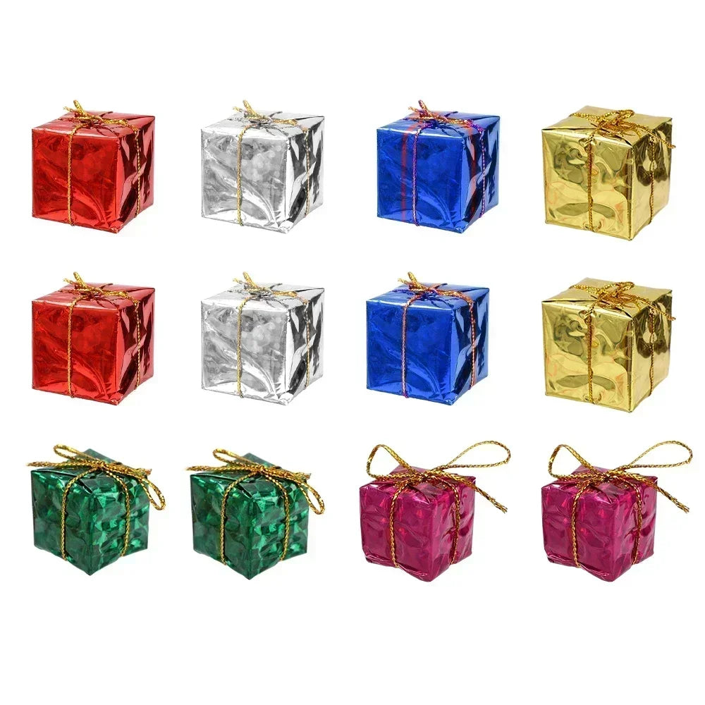 48/12/6Pcs Christmas Foam Gifts Boxes Xmas Tree Square Foam Candy Gifts Boxes Hanging Home Party Decor Supplies Ornament Pendant