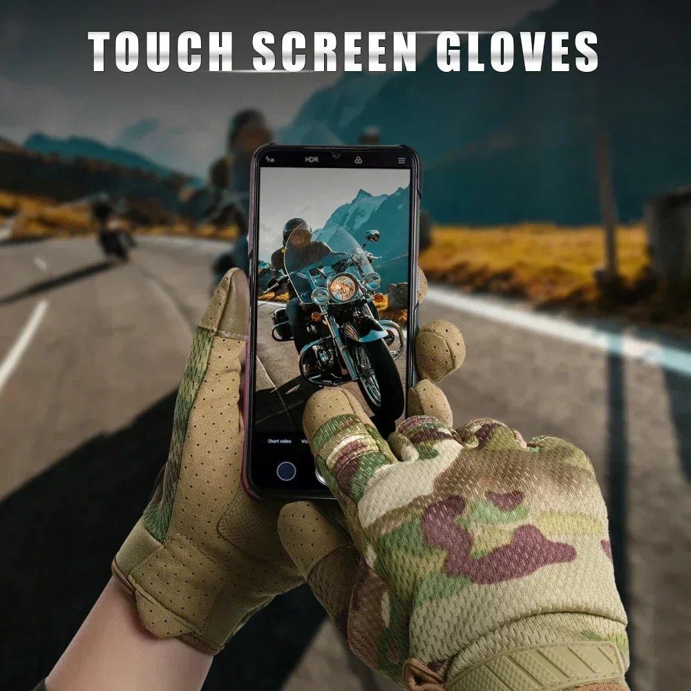 Hemasa Men Tactical Gloves Touch Screen Cycling Gloves Sports Camo Army Glove Outdoor Motorcycle Riding Bike Running Paintball Gloves