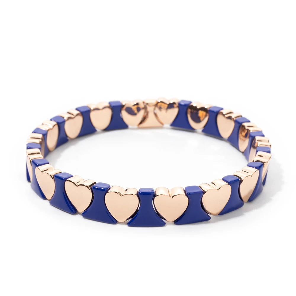 Tejesa Gold Color Heart Shape Bracelets / Elastic Love Bangle For Women Couple Jewelry