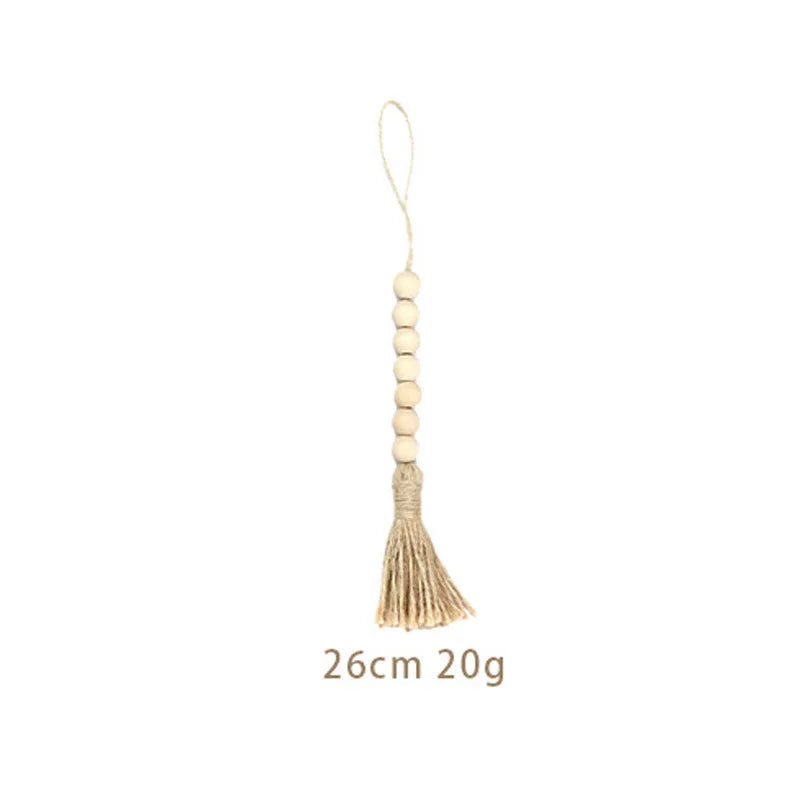 Wooden Beads Garland Farmhouse Wall Hanging Diy Handmade Garland Rattan Macrame Wall Hanging Bohemian Gift Tassels Decor Craft