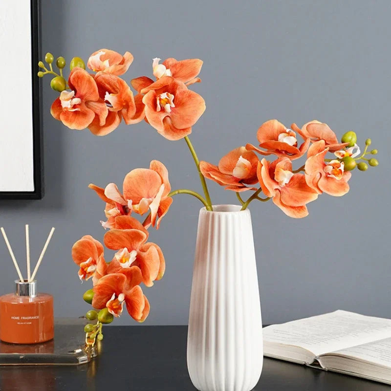 Tejesa 3 Pcs Artificial  Plastic Orchids Plastic Phalaenopsis  Artificial Flowers