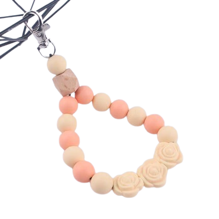 Hemasa Colorful Rose Silicone Beads Keychain Lobster Clasp Bracelet Keyring For Women