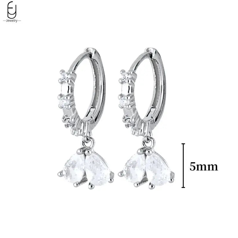 Hemasa 925 Sterling Silver Ear Buckles Fashion Hoop Earrings /White Crystal Luxury Women's Earrings Wedding Women's Jewelry Premium Gift
