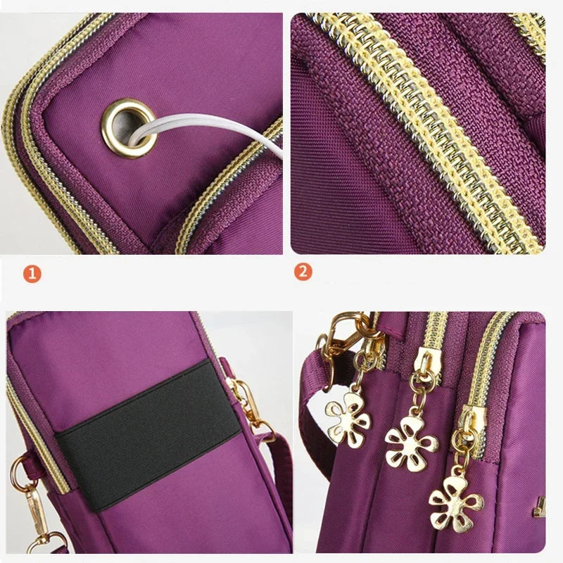 Hemasa Mobile Phone Bag Women's Crossbody Mini Bags /Neck Hanging Running  shoulder Bag 3 Layer Wallet