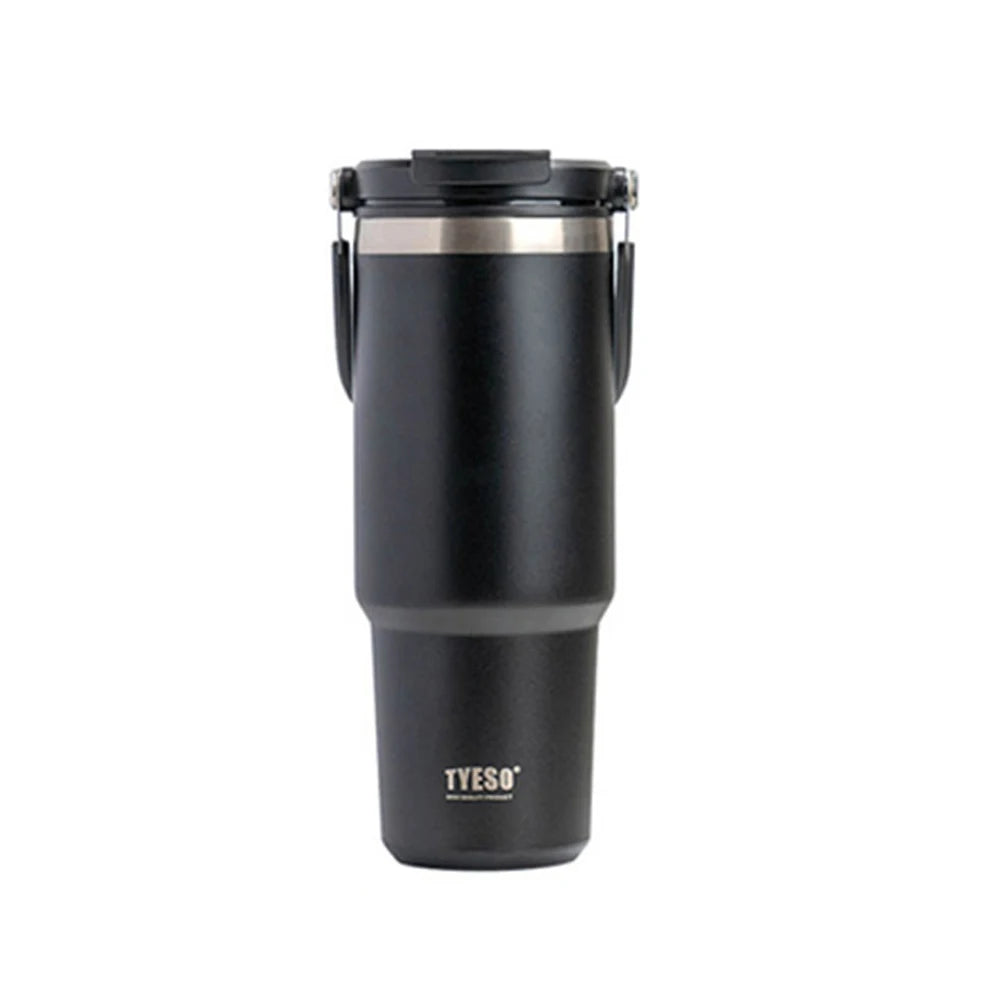 Tyeso 1200ml 40oz Tumbler With Handle and Silicone Coaster Coffee Cup Stainless Steel Vacuum Thermal Insulated Mug Cold Storage