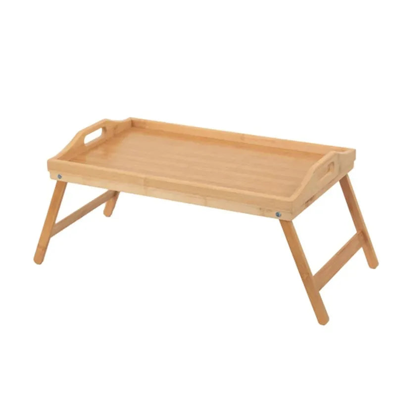 Bamboo Bed Tray Table with Folding Legs Handle Foldable Serving Laptop Tray Snack Tray Breakfast Tray Bed Table Drawing Table