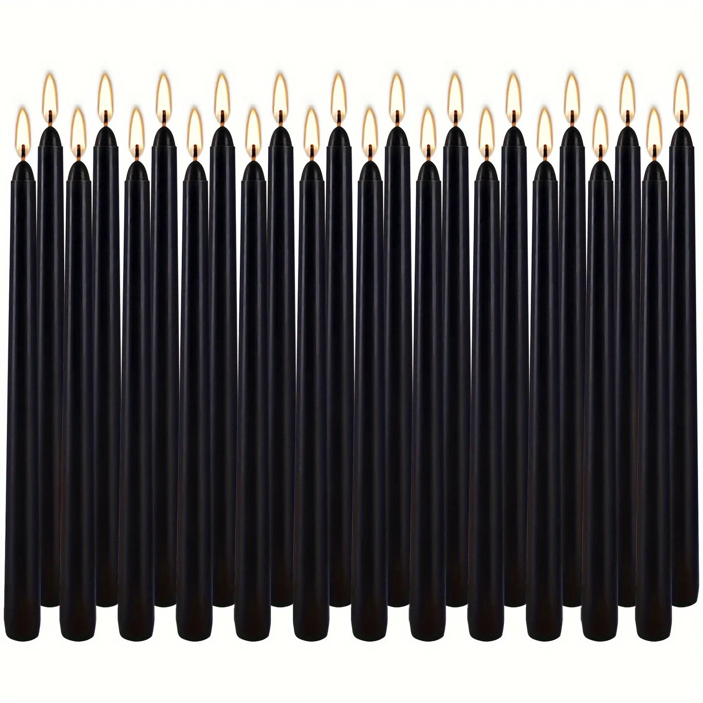 Hemasa 24/14 pieces/set of tasteless 10 inch black conical candle - suitable for dinner, parties, weddings, and home decor -2.2 cm base