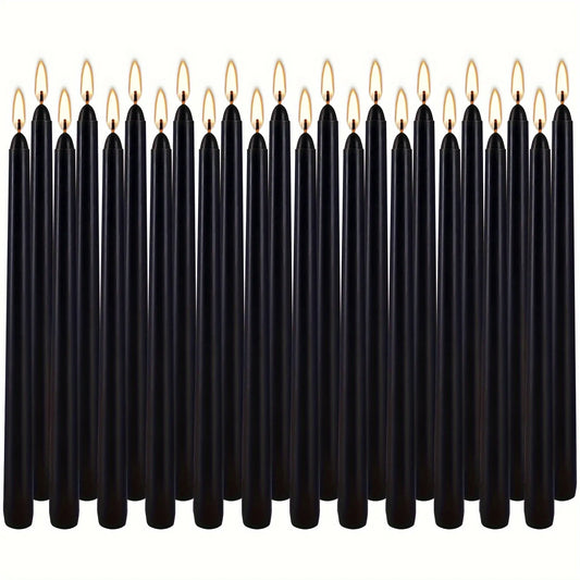 Hemasa 24/14 pieces/set of tasteless 10 inch black conical candle - suitable for dinner, parties, weddings, and home decor -2.2 cm base