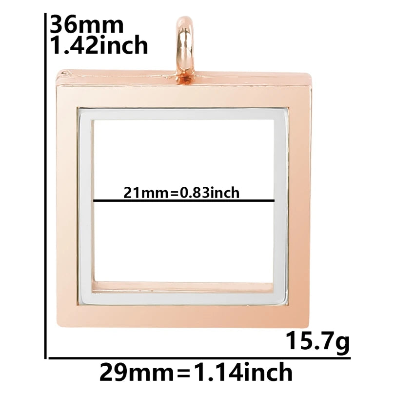Fashion Neckale for Women Rose Gold Color Glass Floating Locket Alloy Pendant Medallion Photo Collars 60cm O-shape Chain Jewelry