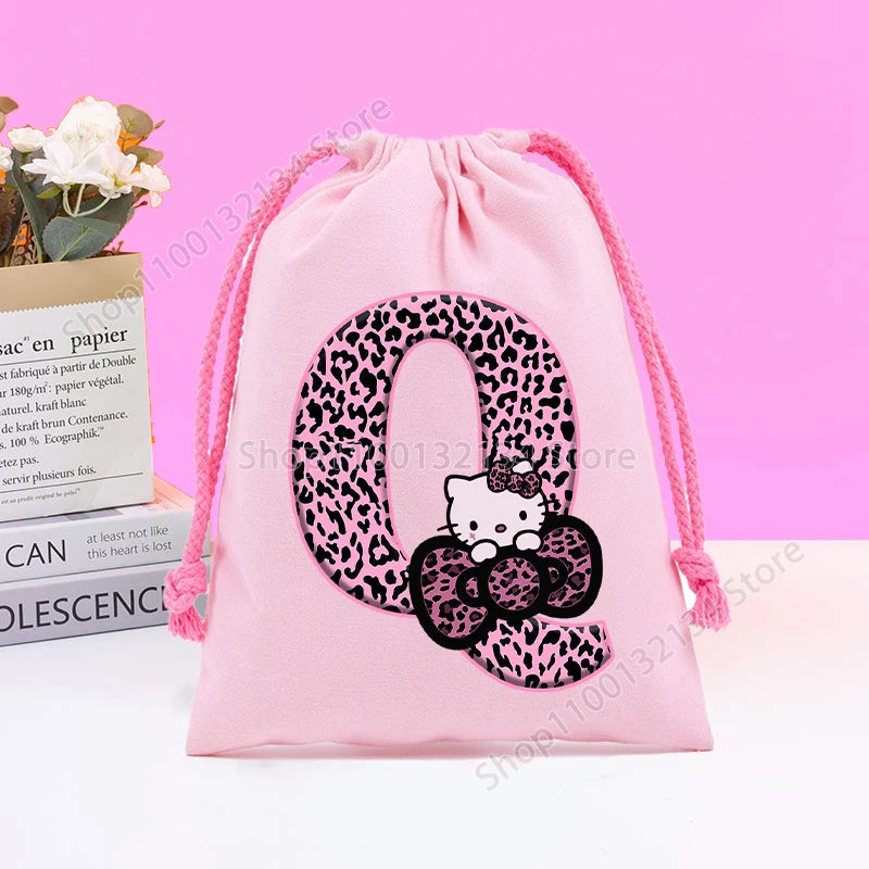 Sanrio Hello Kitty Drawstring Bagfor  Kids /Anime Letter Printed Bags Cookies Candy Storage Bag Wedding Jewelry Gift Bag