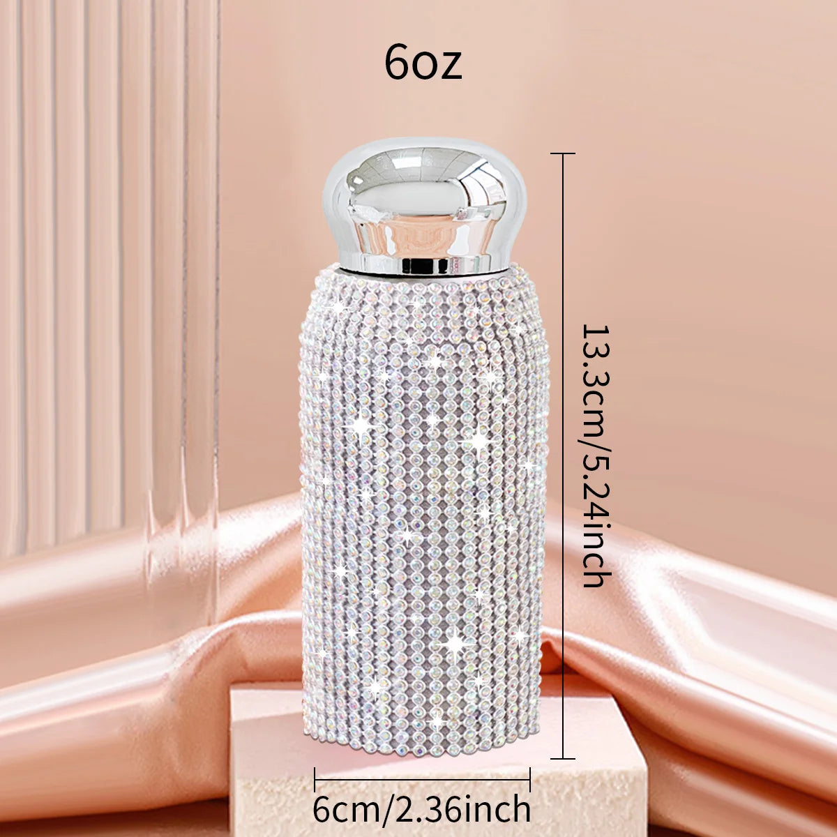6oz Shine Insulation Cup Sparkling Stainless Steel Liner Coffee Vacuum Cup Flask Gift Portable Pocket Cup