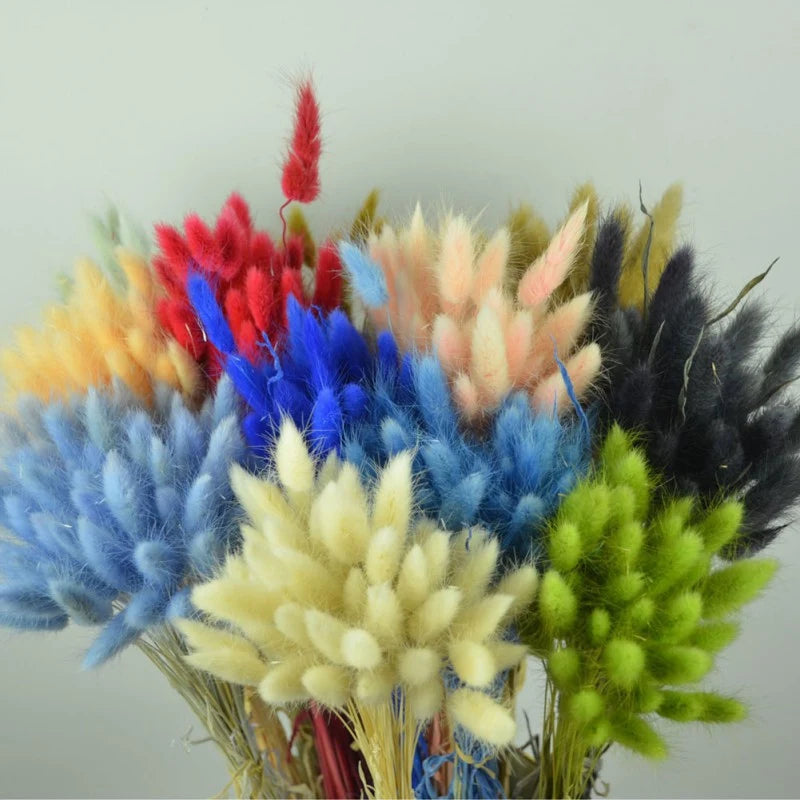 Artificial Natural Material Pastoral Style Bunny Tails Dried Flowers Bouquets  Rabbit Tail Grass Home Wedding Party Decoration